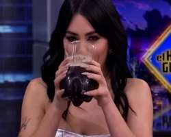 Lali Esposito consuming alcohol